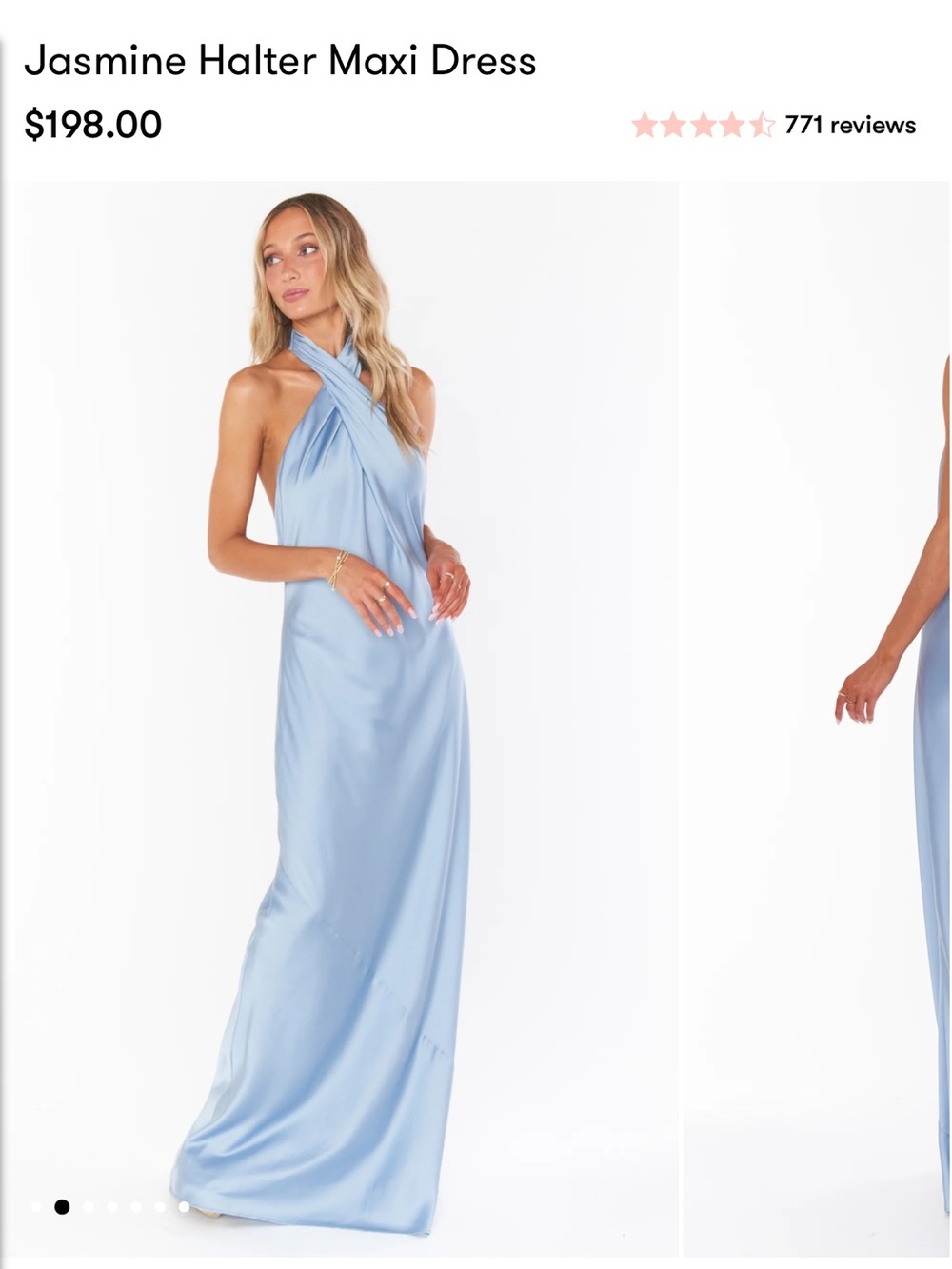Mumu Jasmine Halter Maxi Dress — Steel Blue Size Medium